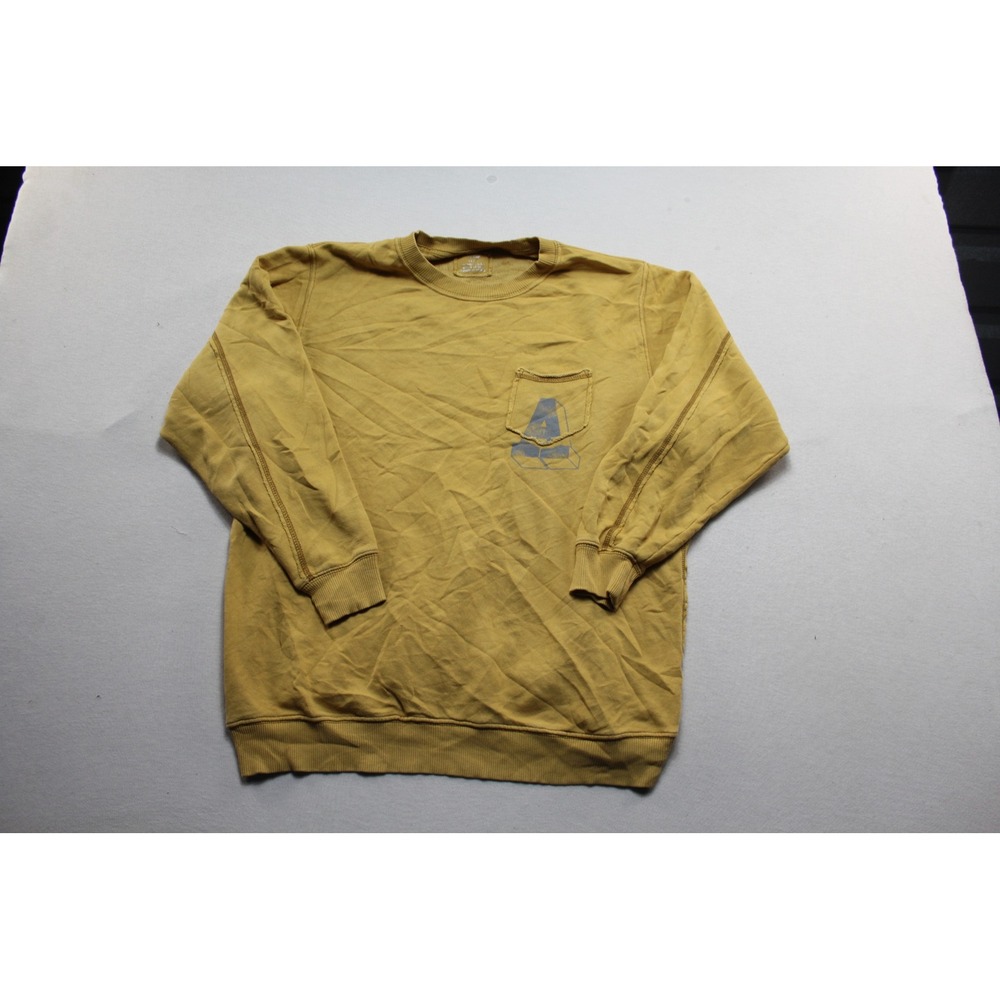 Aerie Sweatshirt Womens Extra Small Yellow Excellent Graphic Pocket Crewneck